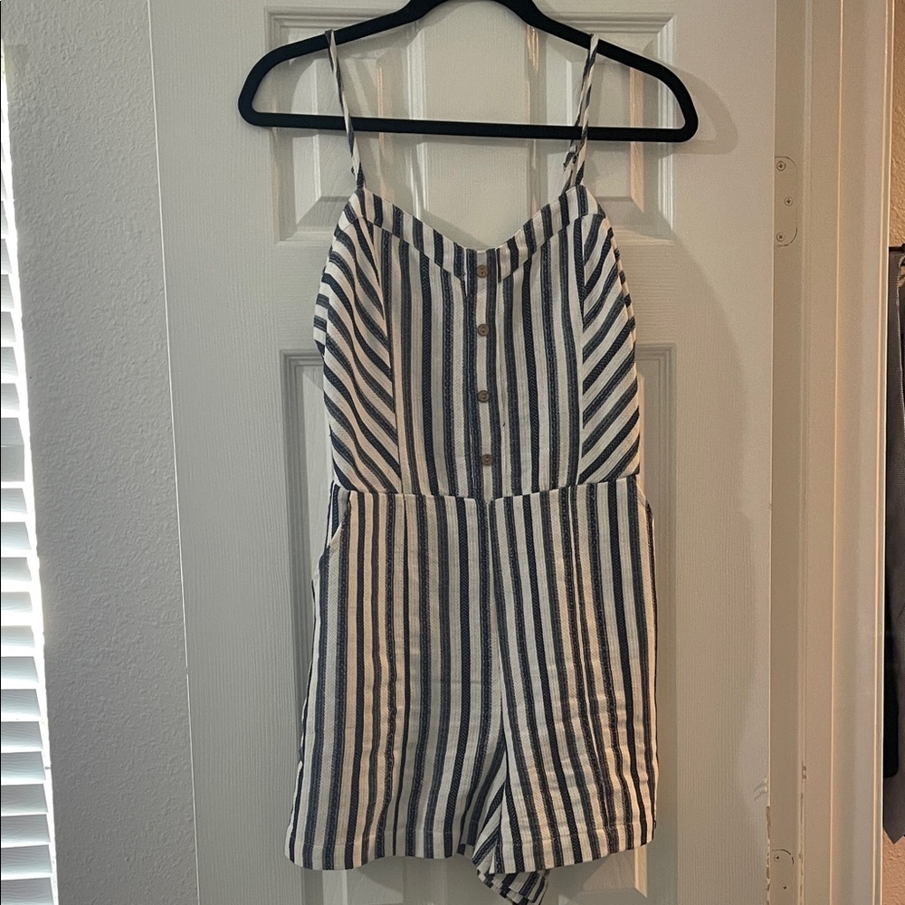 Copper Key Black and White Striped Jumpsuit